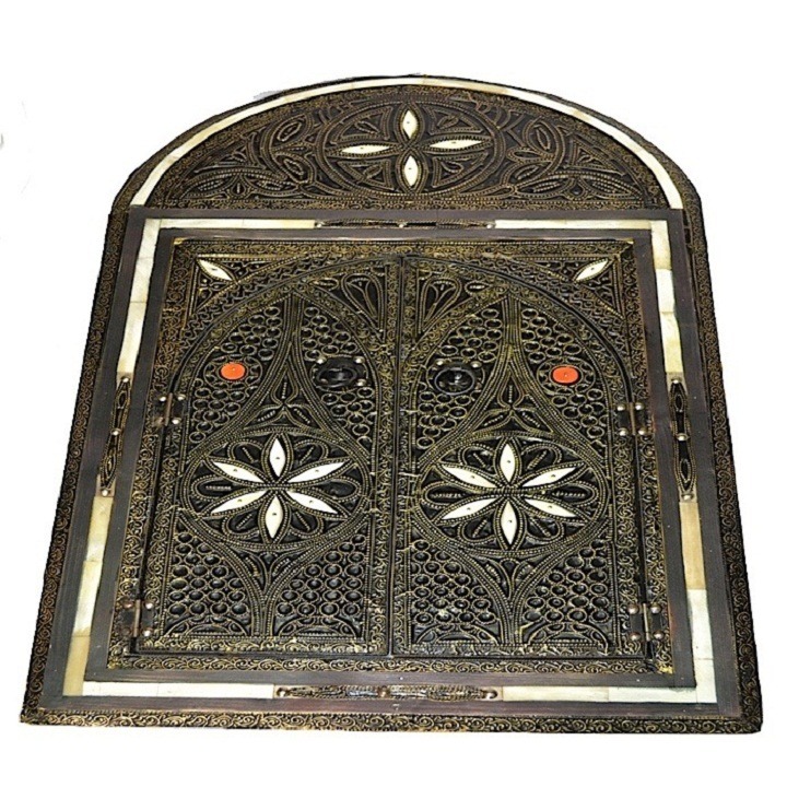 Miroir en métal motifs blancs cadeau-nouvel-an-maroc